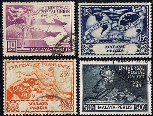Malaya Perlis 1949 Universal Postal Union Set Fine Used