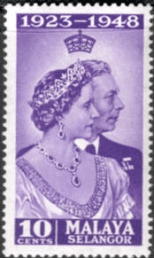Malaya Selangor 1948 King George VI Royal Silver Wedding SG 88 Fine Mint