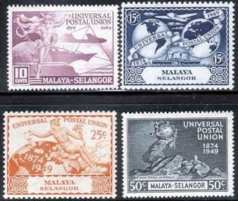 Malaya Selangor 1949 Universal Postal Union Set Fine Mint