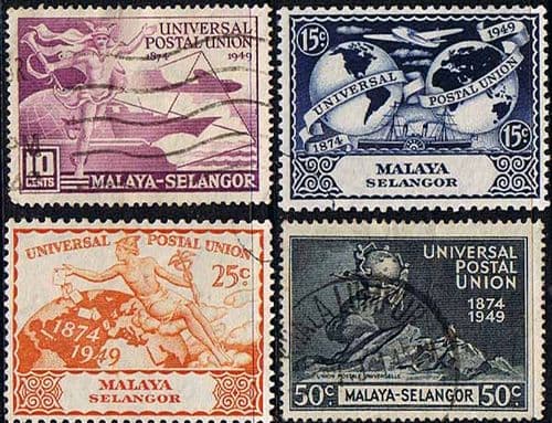 Malaya Selangor 1949 Universal Postal Union Set Fine Used