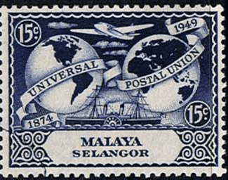 Malaya Selangor 1949 Universal Postal Union SG 112 Fine Used