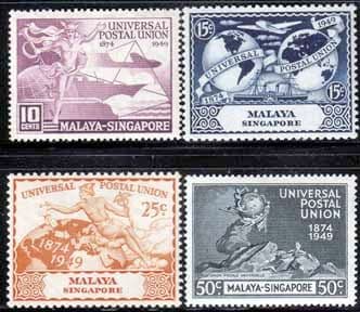 Malaya Singapore 1949 Universal Postal Union Set Fine Mint