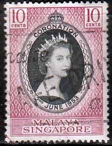 Malaya Singapore Queen Elizabeth II 1953 Coronation Fine Used