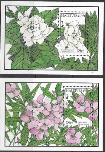 Maldive Islands 1987 Flowers Miniature Sheet Set Fine Mint