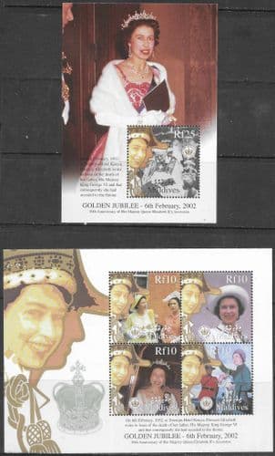 Maldive Islands 2002 Golden Jubilee Miniature Sheets Fine Mint