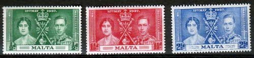 Malta 1937 King George VI Coronation Set Fine Mint