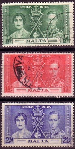 Malta 1937 King George VI Coronation Set Fine Used