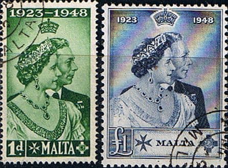 Malta 1948 King George VI Royal Silver Wedding Set Fine Used
