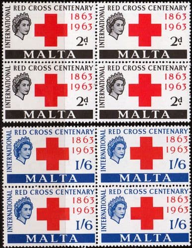 Malta 1963 Red Cross Centenary Set Fine Mint Block of 4