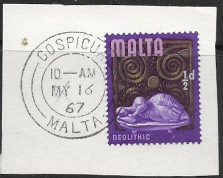 Malta 1965 SG 330 Neolithic Era Tied to COSPICUA Post Mark Fine Used