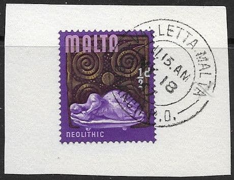 Malta 1965 SG 330 Neolithic Era Tied to VALLETTA Post Mark Fine Used