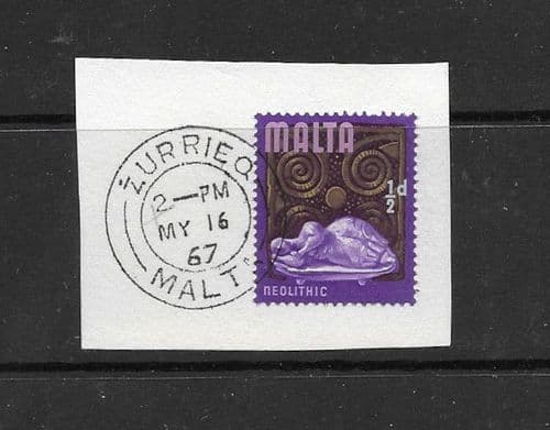 Malta 1965 SG 330 Neolithic Era Tied to ZURRIEQ Post Mark Fine Used