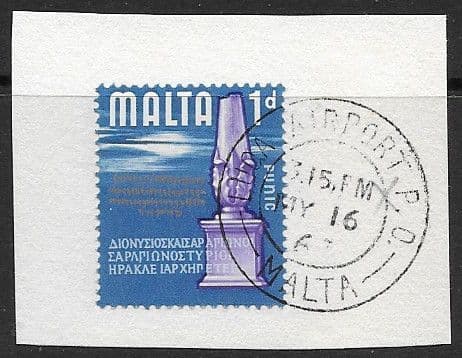 Malta 1965 SG 331 Punic Era Tied Post Mark LUQA AIRPORT Fine Used