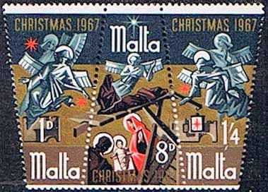 Malta 1967 Christmas Set Se-tenant Strip Fine Mint