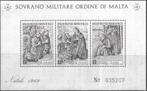 Malta 1969 Sovereign Military Order Christmas Miniature Sheet Fine Mint