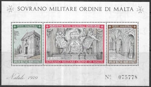 Malta 1970 Sovereign Military Order Christmas Miniature Sheet Fine Mint