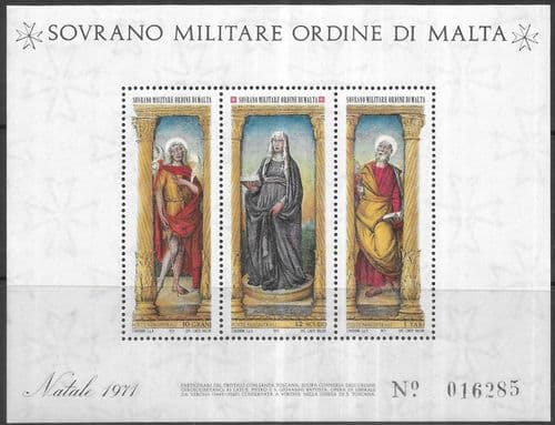 Malta 1971 Sovereign Military Order Christmas Miniature Sheet Fine Mint