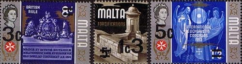 Malta 1972 Decimal Surcharges Set Fine Mint