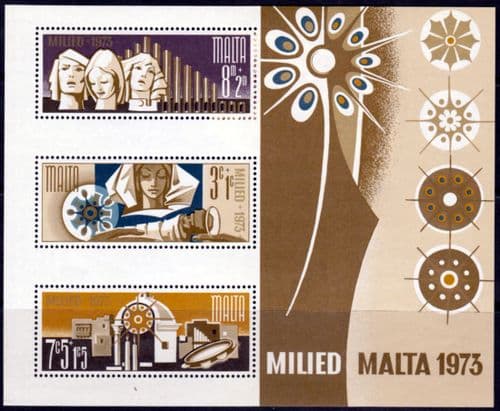 Malta 1973 SG MS510 Christmas Miniature Sheet Fine Mint