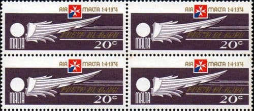 Malta 1974 Air Malta SG 520 Fine Mint Block of 4
