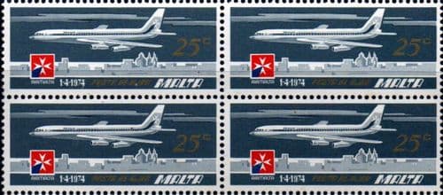 Malta 1974 Air Malta SG 521 Fine Mint Block of 4