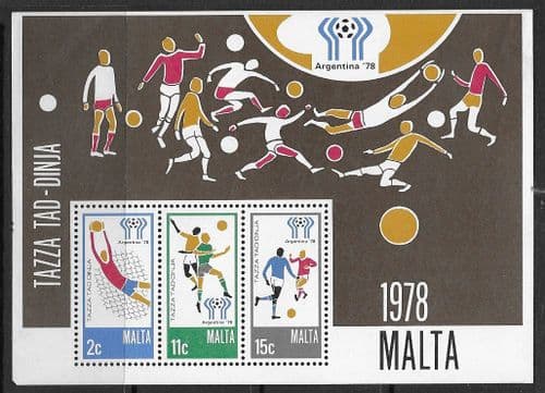 Malta 1978 World Cup Football Championship Miniature Sheet Fine Mint