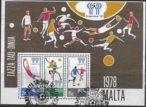 Malta 1978 World Cup Football Championship Miniature Sheet Fine Used