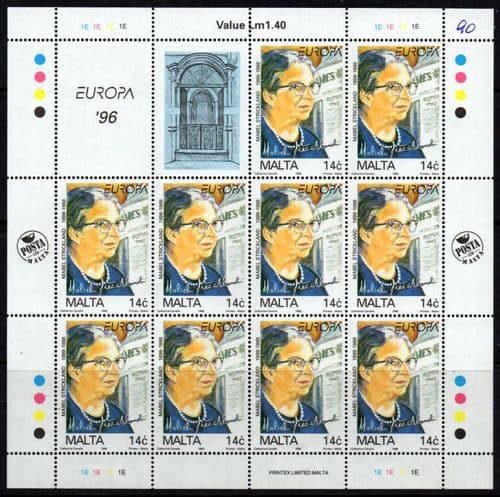 Malta 1996 Europa Famous Women SG 1016 Fine Mint Sheetlet