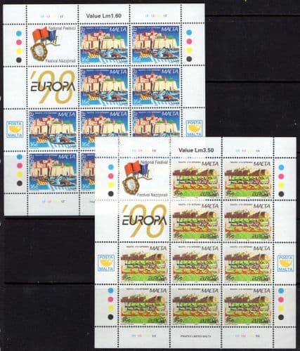 Malta 1998 Europa Sailing Regatta Grand Harbour Set in Sheetlets Fine Mint