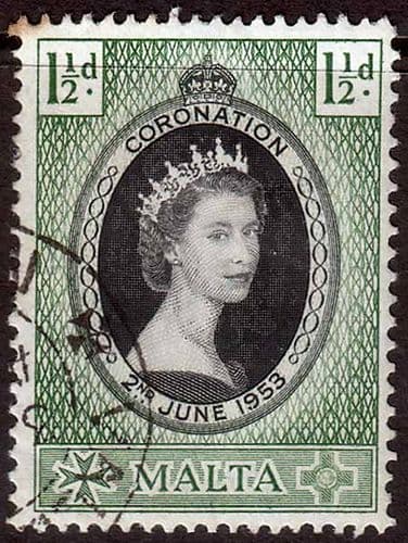 Malta Queen Elizabeth II 1953 Coronation Fine Used