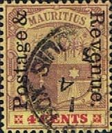 Mauritius 1902 Coat of Arms SG 157 Postage and Revenue Overprint Fine Used