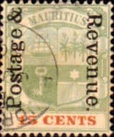 Mauritius 1902 Coat of Arms SG 159 Postage and Revenue Overprint Fine Used