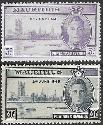Mauritius 1946 King George VI Victory Set Fine Mint