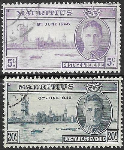 Mauritius 1946 King George VI Victory Set Fine Used