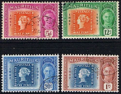 Mauritius 1948 Stamp Centenary Set Stamps on Stamps Fine Used