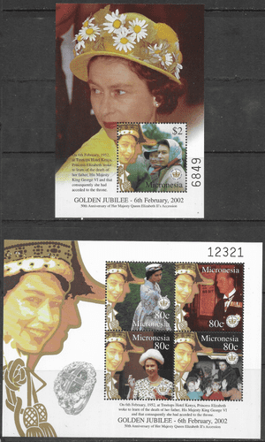 Micronesia 2002 Golden Jubilee Miniature Sheets Fine Mint