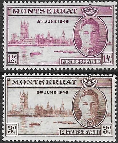 Montserrat 1946 King George VI Victory Set Fine Mint