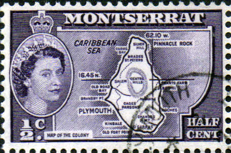 Montserrat 1953 Queen Elizabeth II SG 136b Map of the Island Fine Used