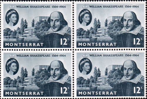 Montserrat 1964 William Shakespeare Fine Mint Block of 4