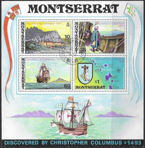 Montserrat 1973 Discovery Columbus Minisheet MS 317 Fine Used