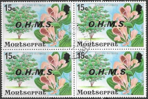 Montserrat 1976 Official OHMS SG O19 Fine Used Block of 4