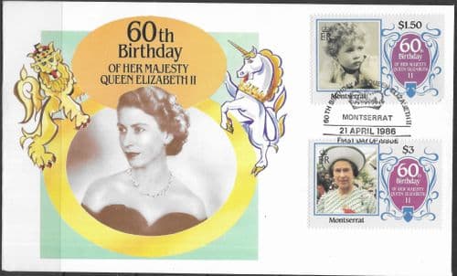 Montserrat 1986 Queen Elizabeth 60th Birthday FDC No1