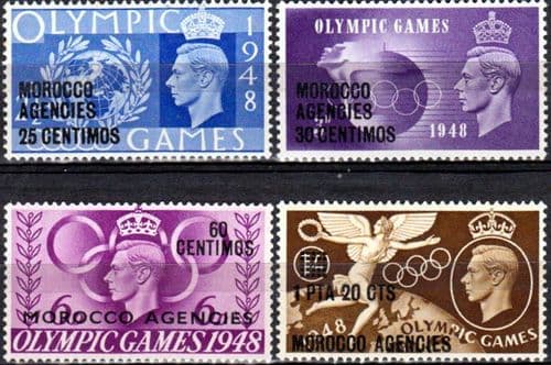 Morocco Agencies Spanish Currency 1948 Olympic Games Set Fine Mint