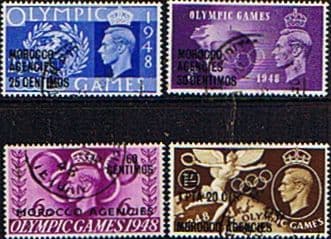 Morocco Agencies Spanish Currency 1948 Olympic Games Set Fine Used