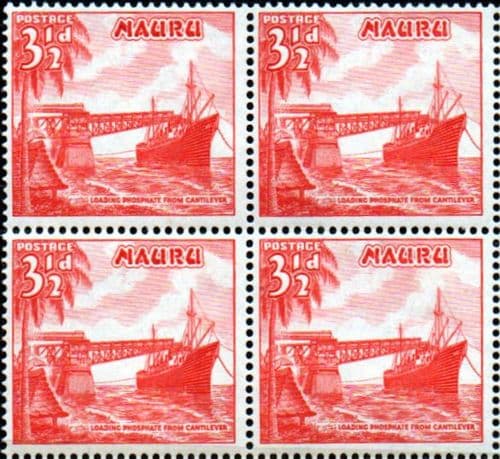 Nauru 1954 SG 50 Loading Phosphate Fine Mint Block of 4