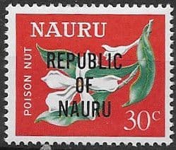 Nauru 1968 Republic Overprint Poison Nut SG 90 Fine Mint