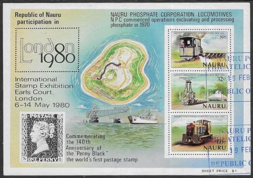 Nauru 1980 Railway Locomotives Miniature Sheet Fine Used