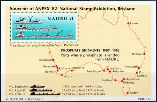 Nauru 1982 Phosphate Shipments Miniature Sheet Fine Mint