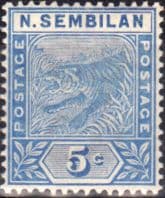 Negri Sembilan 1891 Tiger SG 4 Fine Mint