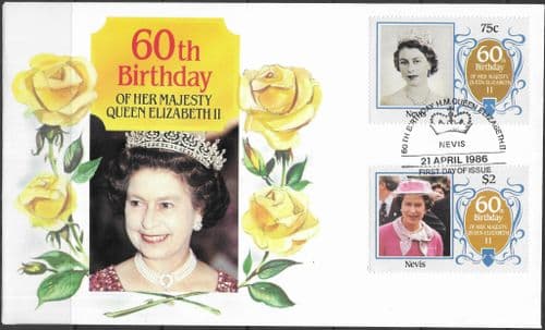 Nevis 1986 Queen Elizabeth II 60th Birthday First Day Cover No1